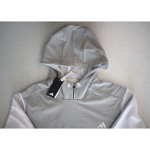 Adidas HZ3210 Men's Sz 2XL White/Gray Textured Fleece Anorak Golf Jacket - Picture 12 of 16